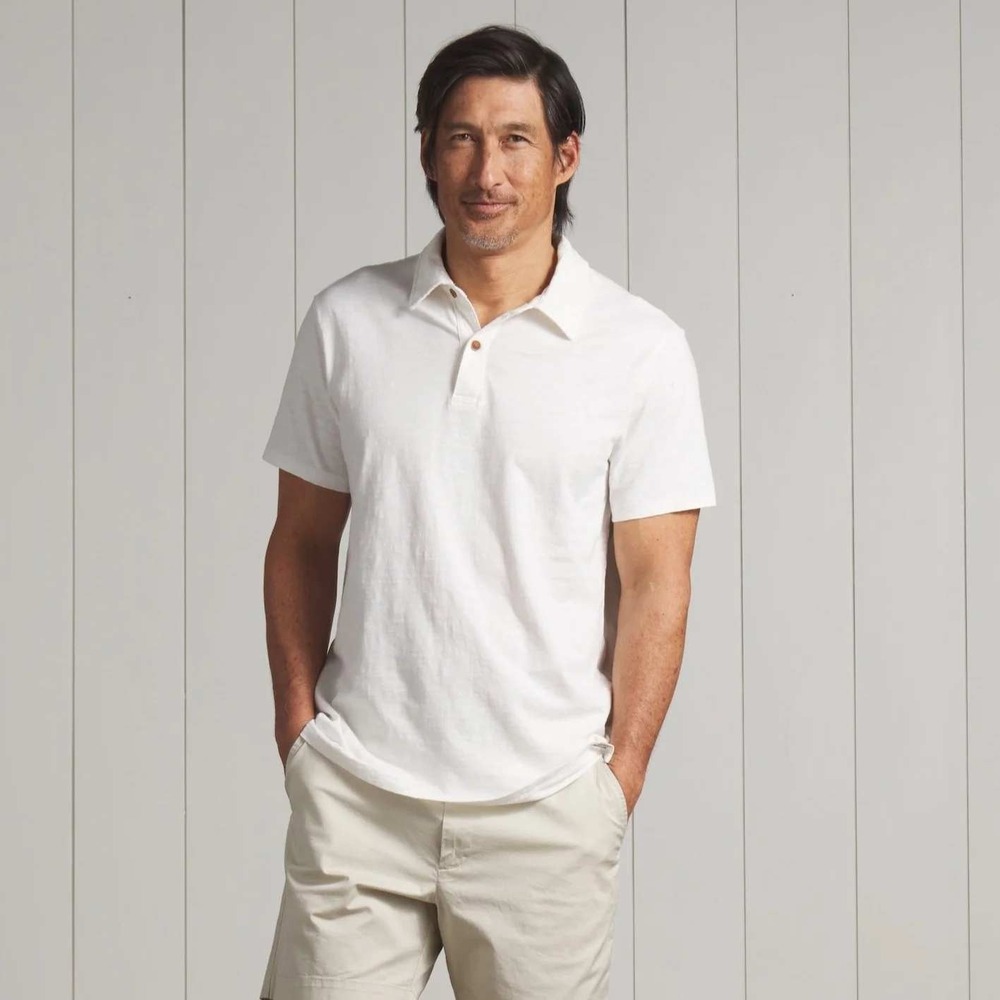 Grayers Sunwashed 2 Button Polo White Medium NWT